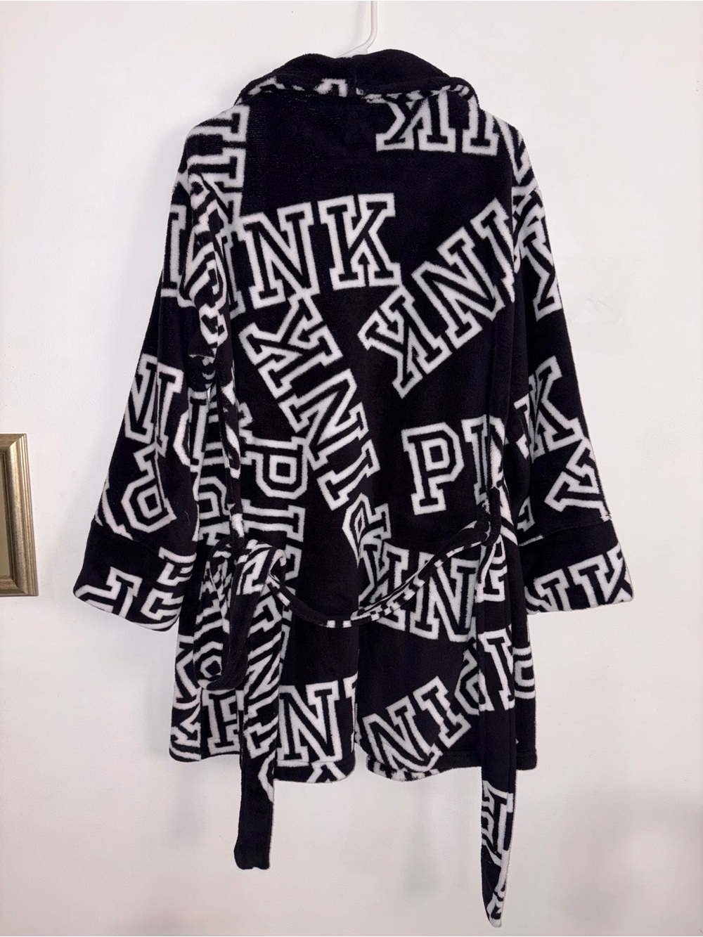 Vintage PINK Black & White Logo Plush Robe